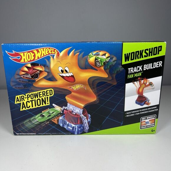 Hot Wheels Track Builder Workshop Fan Man Accessory Air Powered Action! New - Picture 1 of 6